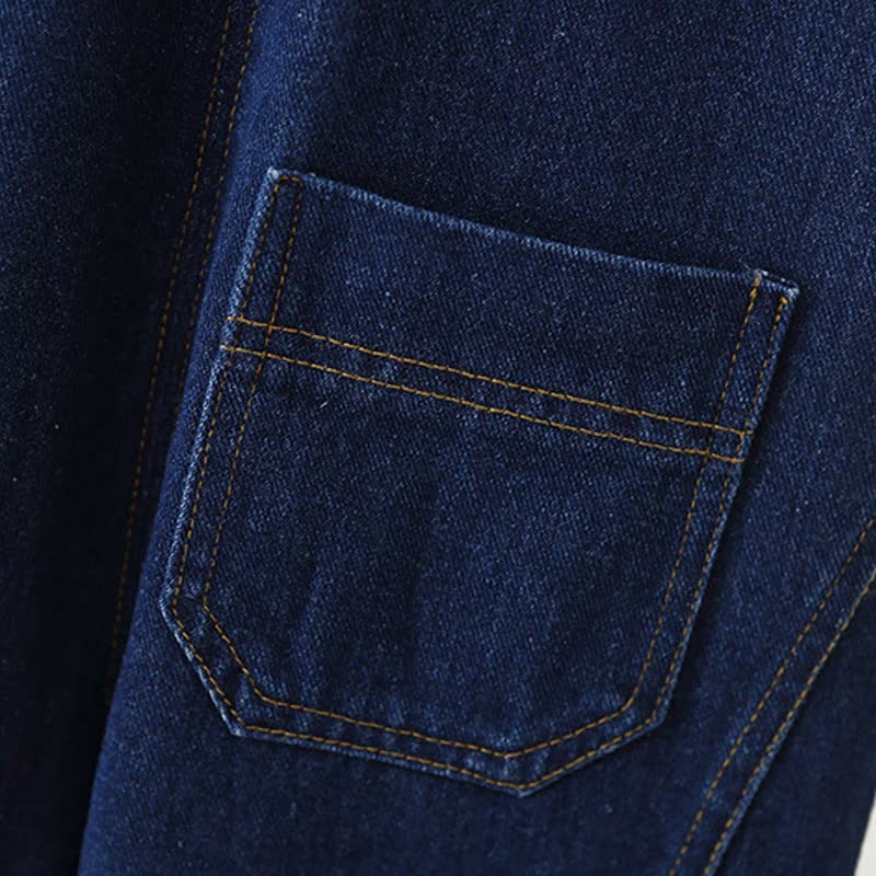 Toddler Baby Navy Button Front Denim Overalls - image 7