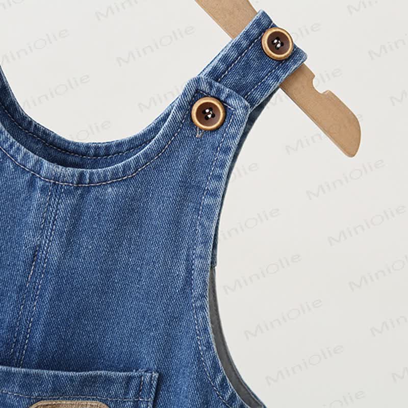 Baby Toddler Blue Denim Snap Bottom Short Overalls - image 6