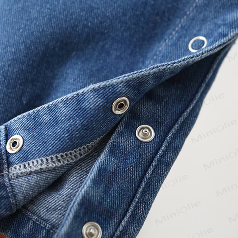 Baby Toddler Blue Denim Snap Bottom Short Overalls - image 9