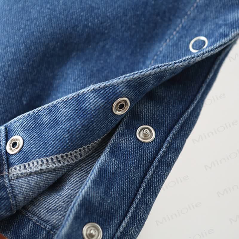 Baby Toddler Blue Denim Snap Bottom Short Overalls - image 9