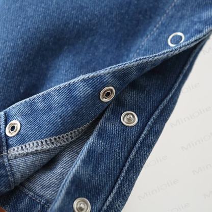 Baby Toddler Blue Denim Snap Bottom Short Overalls - image 9