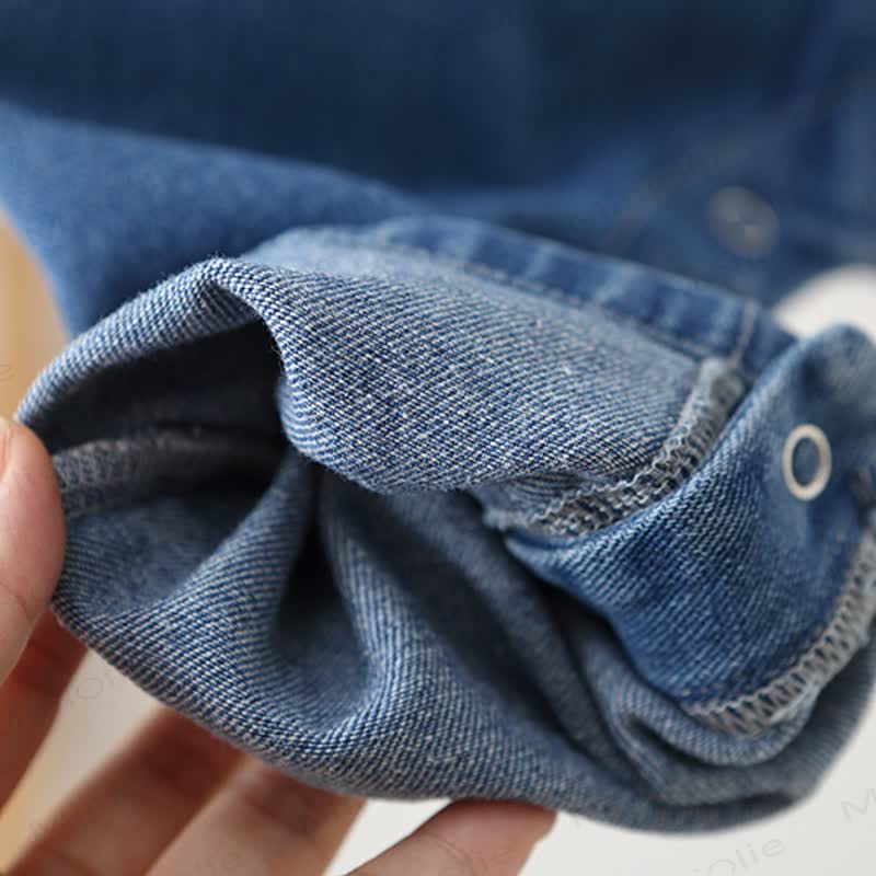Baby Toddler Blue Denim Snap Bottom Short Overalls - image 10