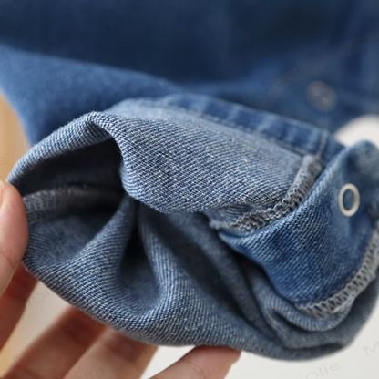 Baby Toddler Blue Denim Snap Bottom Short Overalls - image 10