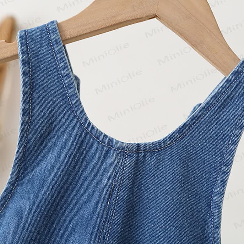 Baby Toddler Blue Denim Snap Bottom Short Overalls - image 4