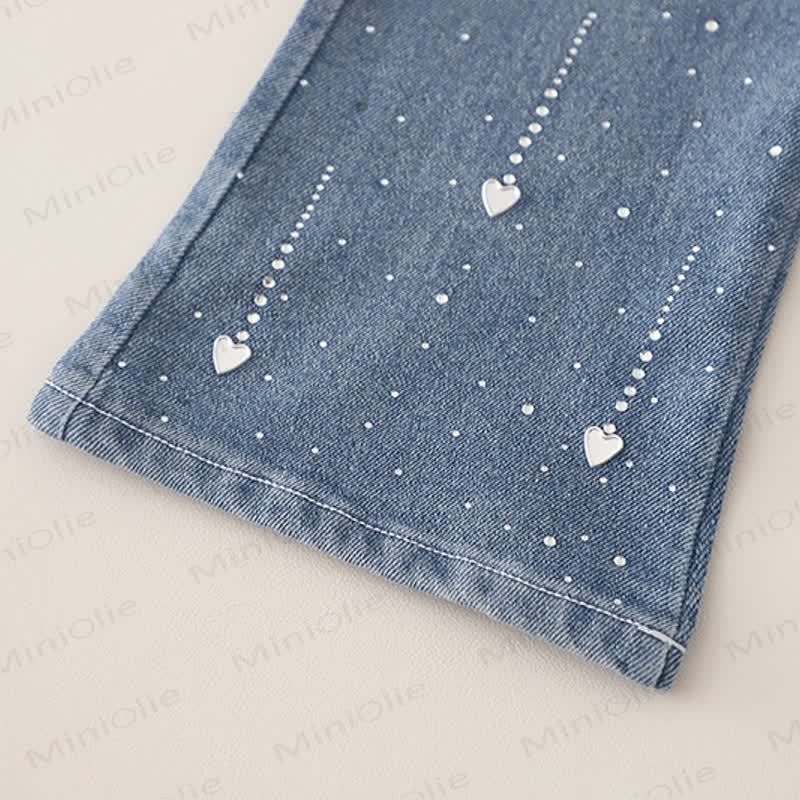 Toddler Girl Long Sleeve Floral Blouse and Denim Pants 2-piece Set - image 13