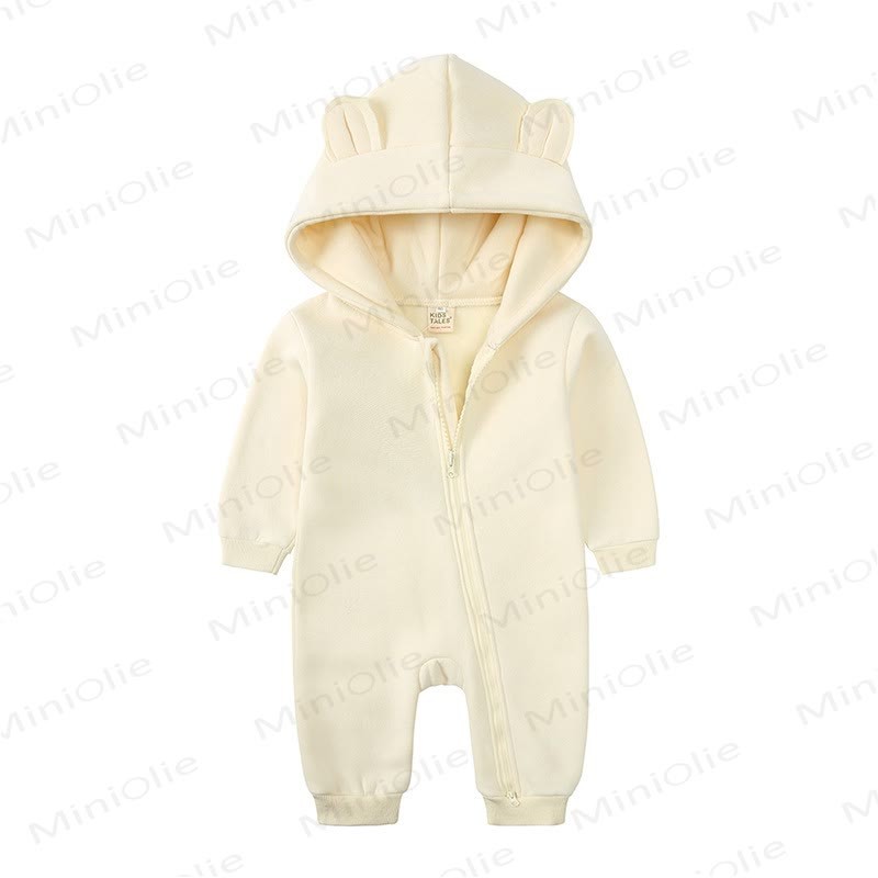 Baby Little Ears Hooded Zip Romper - Off‑White - 18-24M - image 9