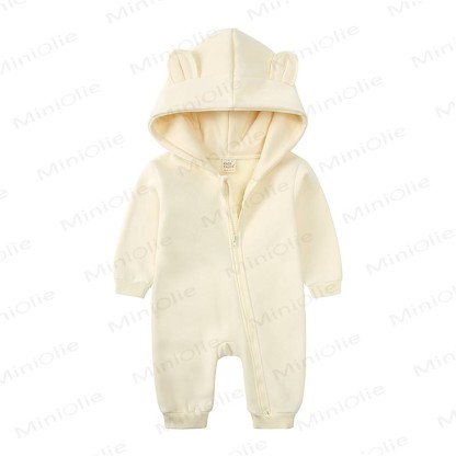 Baby Little Ears Hooded Zip Romper - Off‑White - 18-24M - image 9