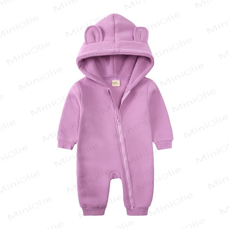 Baby Little Ears Hooded Zip Romper - Lavender Purple - 18-24M - image 10