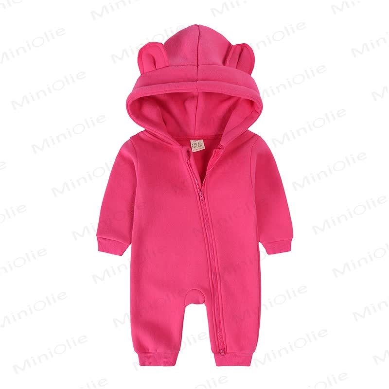 Baby Little Ears Hooded Zip Romper - Fuchsia Pink - 18-24M - image 13