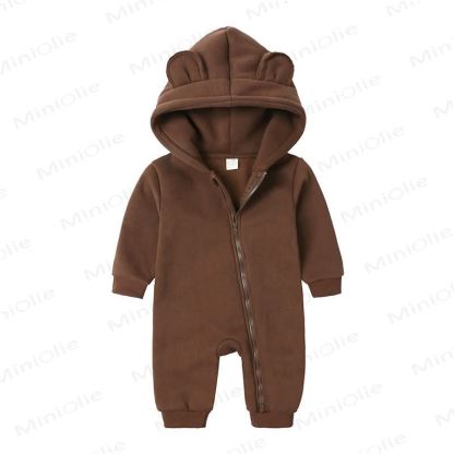 Baby Little Ears Hooded Zip Romper - Dark Chocolate - 18-24M - image 17