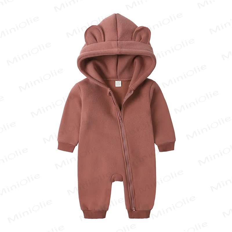 Baby Little Ears Hooded Zip Romper - Dusty Rose - 18-24M - image 18