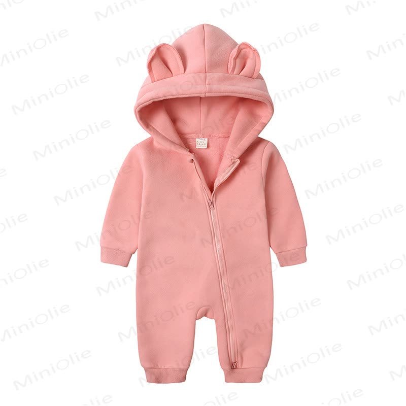 Baby Little Ears Hooded Zip Romper - Blush Pink - 18-24M - image 19