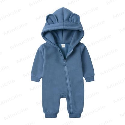 Baby Little Ears Hooded Zip Romper - Slate Blue - 18-24M - image 20