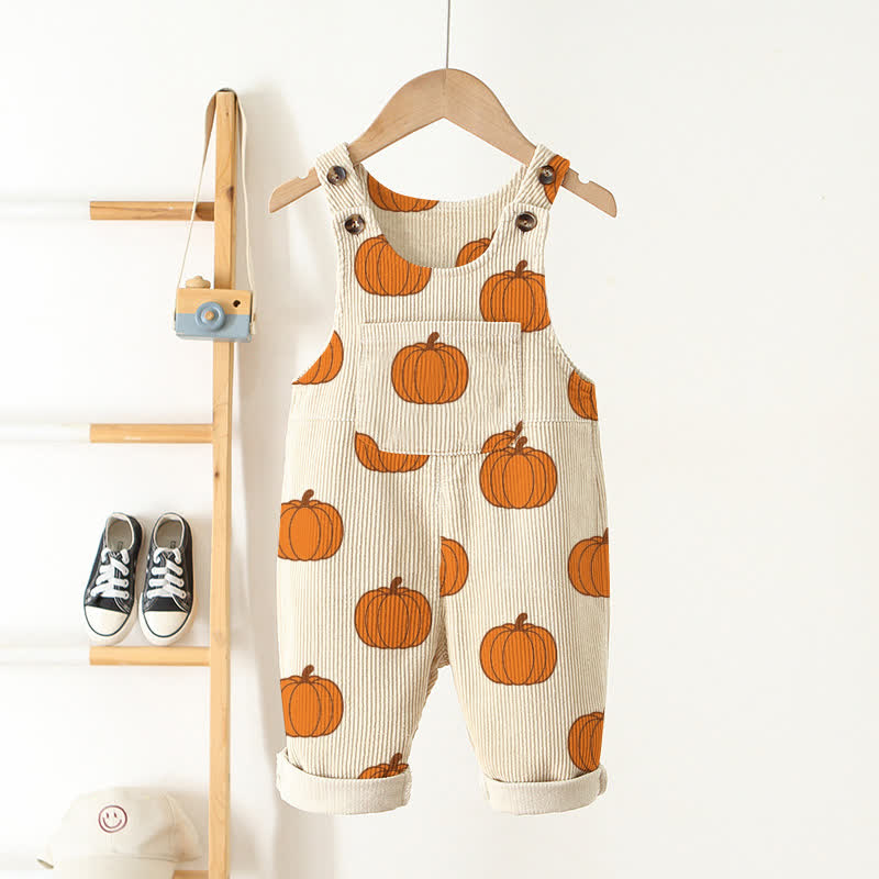 Baby Toddler Pumpkin Beige Corduroy Pocket Overalls - Beige - 3-5T - image 1