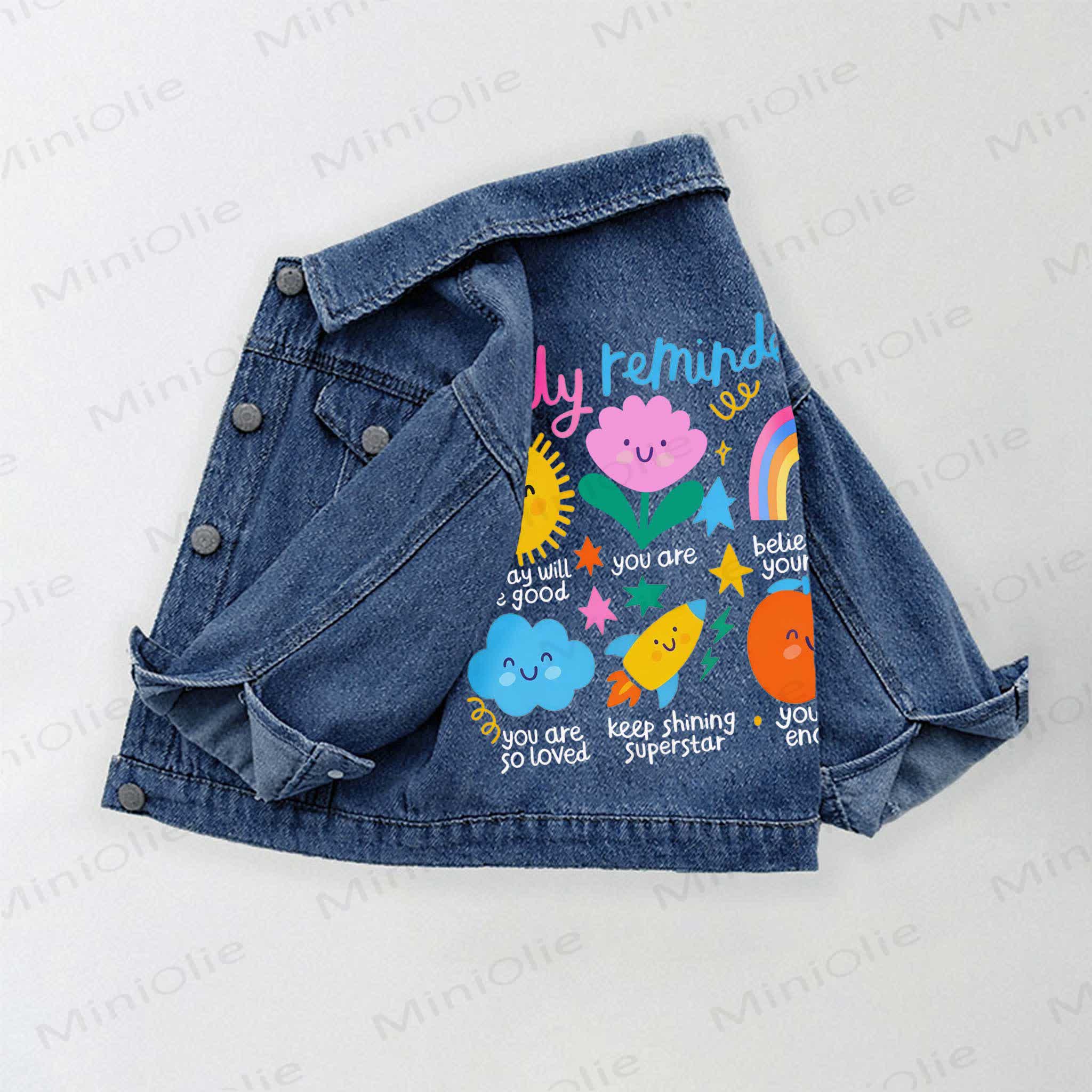 Toddler Kid Cartoon Print Denim Jacket - Blue - 10-11T - image 1