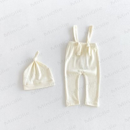 Baby Solid Color Ribbed Top or Halloween Themed Overalls with Hat - image 7