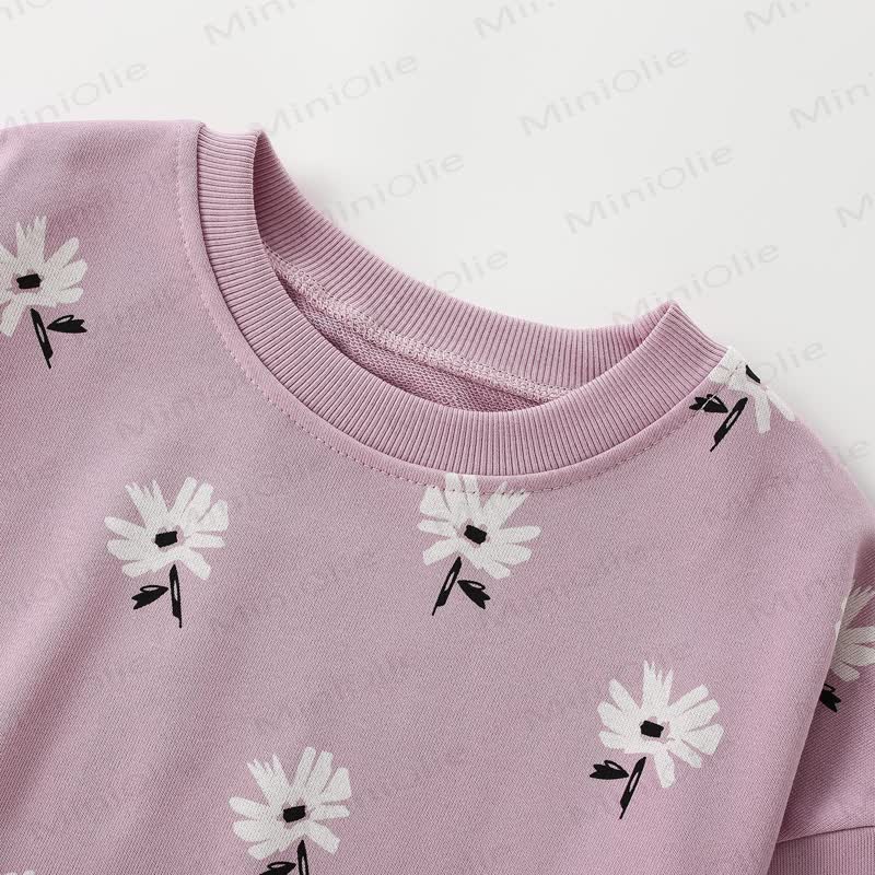 Toddler Girls Purple Daisy Print Sweatshirt and Pants Set - image 3