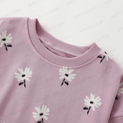 Toddler Girls Purple Daisy Print Sweatshirt and Pants Set - image 3