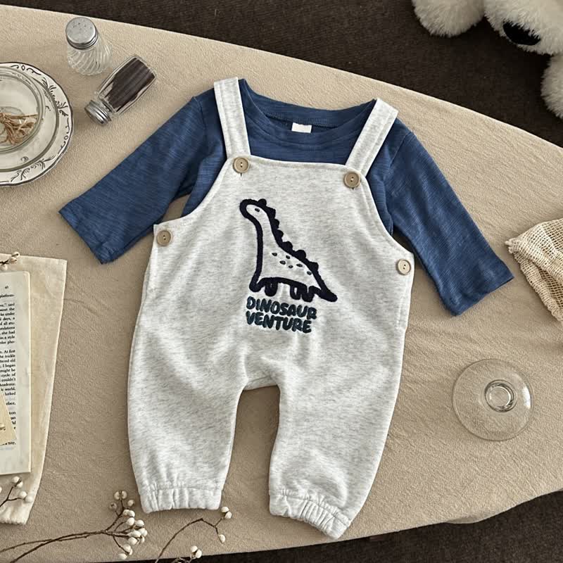DINOSAUR VENTURE Baby Long Sleeve Tee and Overalls Set - image 1