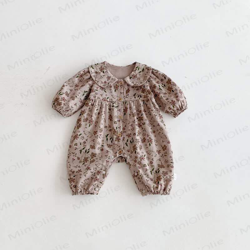 Baby Peter Pan Collar Long Sleeve Romper - Dusty Rose - 18-24M - image 3