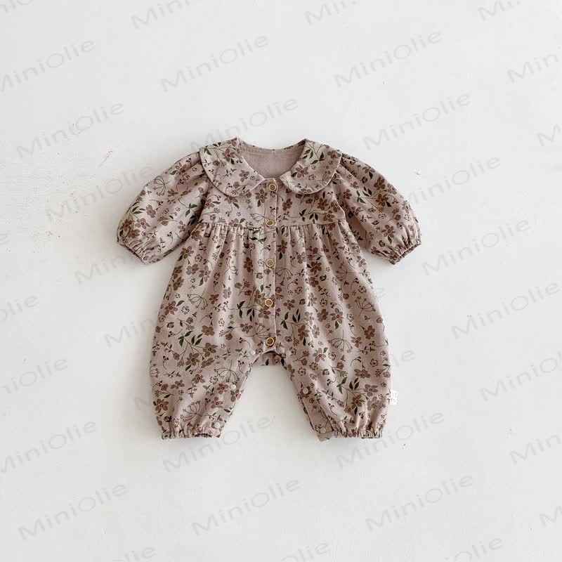 Baby Peter Pan Collar Long Sleeve Romper - Dusty Rose - 18-24M - image 3
