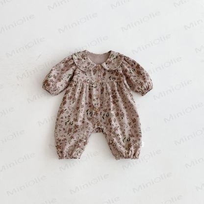 Baby Peter Pan Collar Long Sleeve Romper - Dusty Rose - 18-24M - image 3