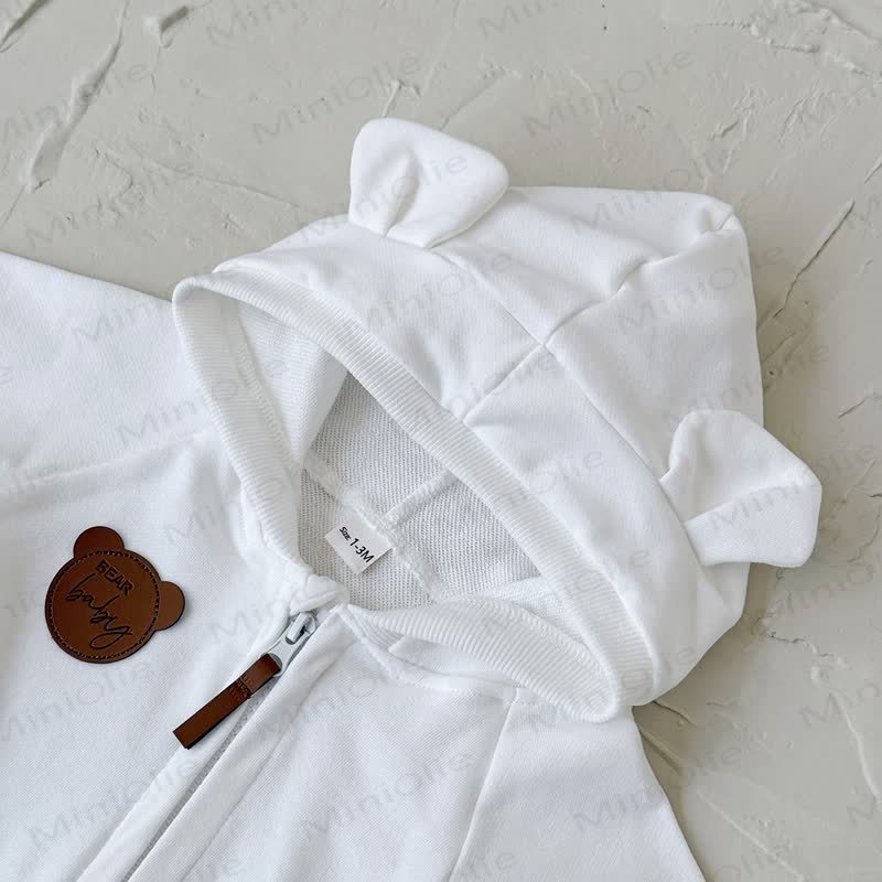 BEAR BABY Baby Bear Ear Hooded Zip Romper - image 8