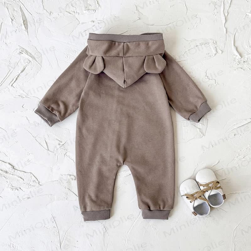 BEAR BABY Baby Bear Ear Hooded Zip Romper - image 3