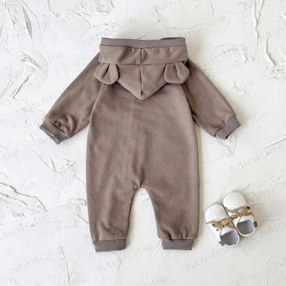 BEAR BABY Baby Bear Ear Hooded Zip Romper - image 3