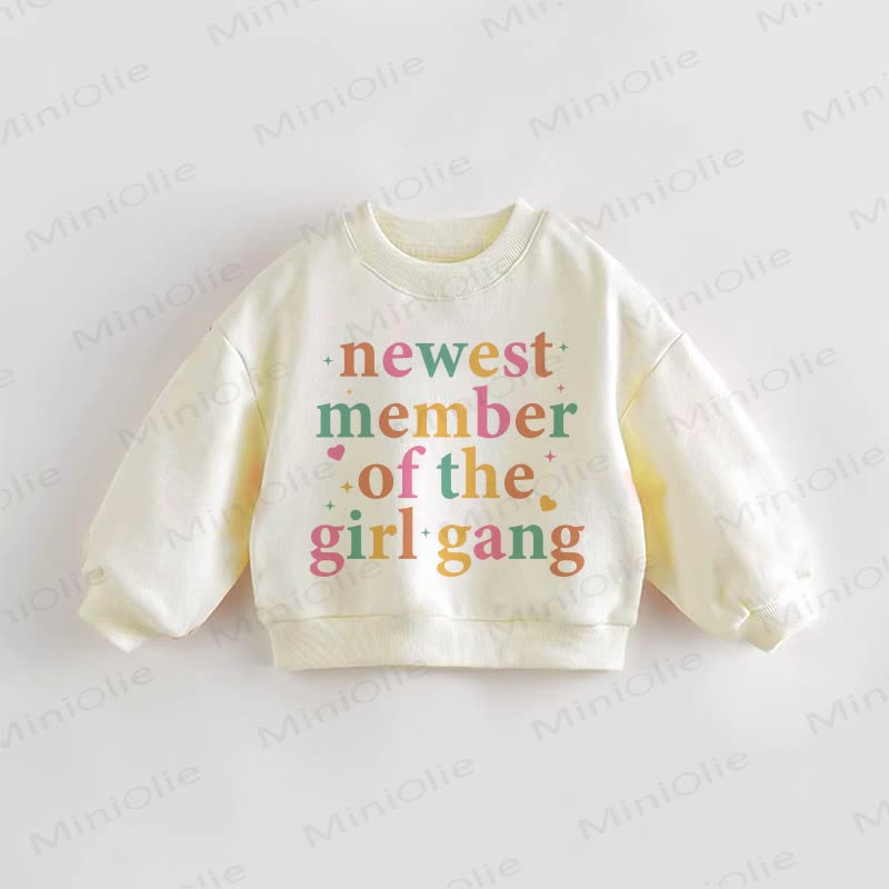 NEWEST MEMBER OF THE GIRL GANG Baby Toddler Girl Cream Sweatshirt - Cream - 3-5T - image 1