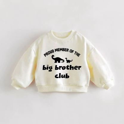 PROUD MEMBER OF THE BIG BROTHER CLUB Baby Toddler Cream Sweatshirt - Cream - 3-5T - image 1