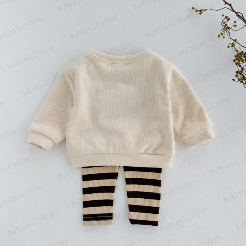 Baby Toddler Daschund Applique Sweatshirt and Striped Leggings Set - image 4