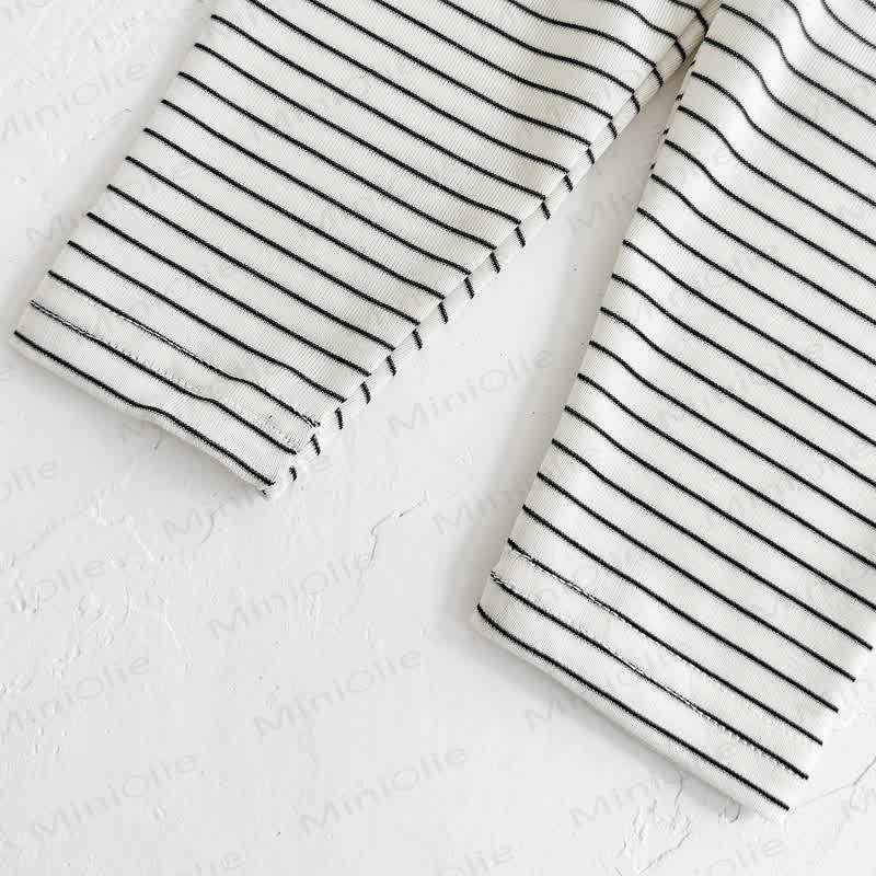 BON APPÉTIT! Baby Gray Croissant Sweatshirt and Striped Leggings Set - image 6