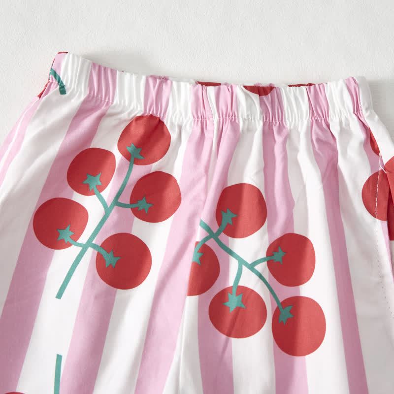 Baby Girls Toddler Pink Striped Tomato Sleeveless 2-piece Set - image 3