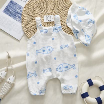 Baby White Fish Romper with Hat - image 2