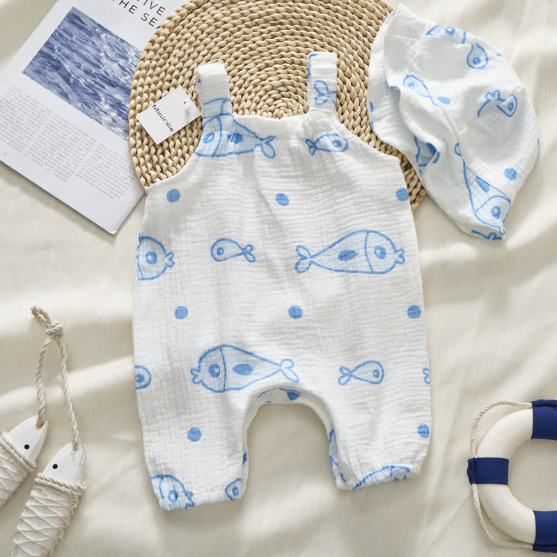 Baby White Fish Romper with Hat - image 3