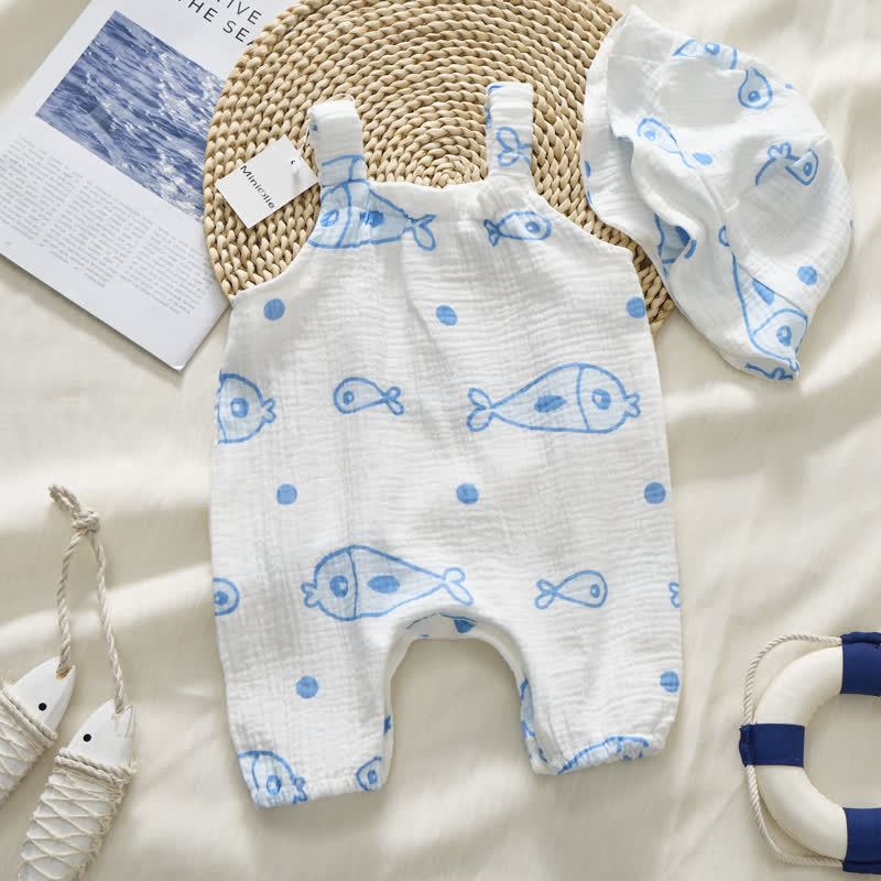 Baby White Fish Romper with Hat - image 3