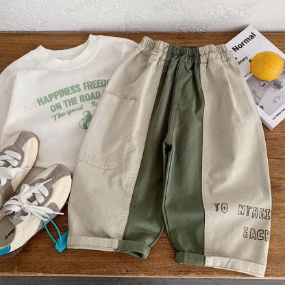 Toddler Baby Color Block Cargo Pants - Beige - 6-7T - image 2
