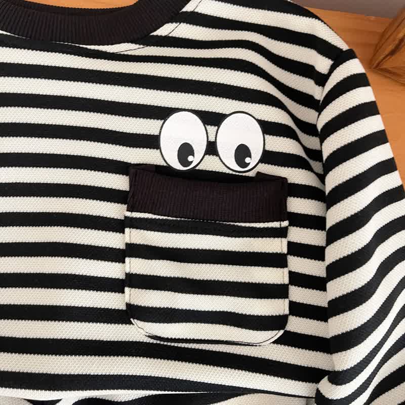 Toddler Black Striped Eye Pocket Lounge Set - image 5