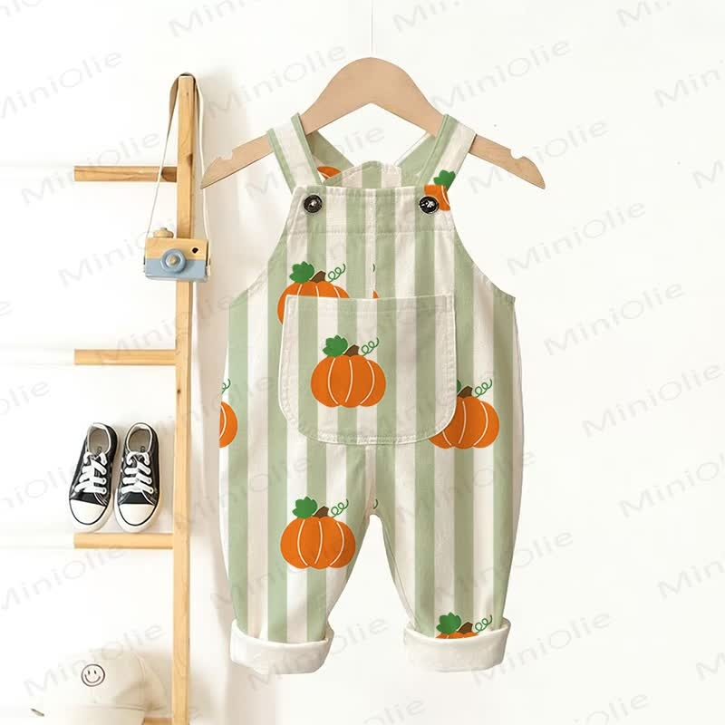Baby Toddler Pumpkin Stripes Overalls - Green - 3-5T - image 1