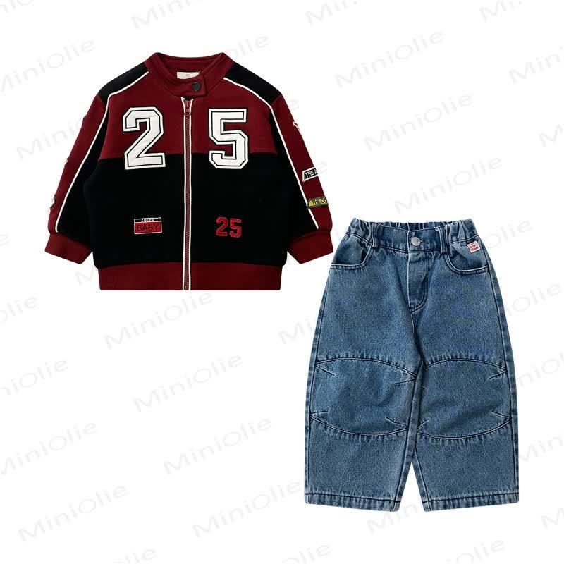 Baby Toddler Retro Varsity 25 Jacket or Washed Denim Pants - image 4