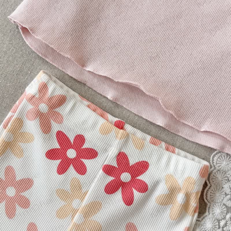 Baby Toddler Girl Pink Lace Collar Floral Top and Flared Pants 2-piece Set - image 5