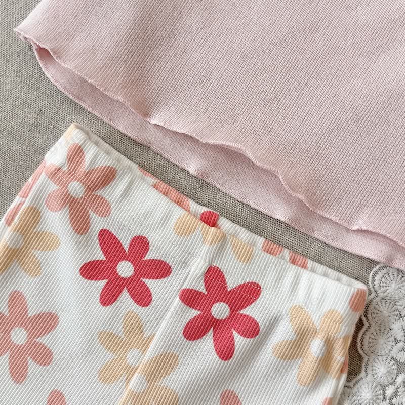 Baby Toddler Girl Pink Lace Collar Floral Top and Flared Pants 2-piece Set - image 5