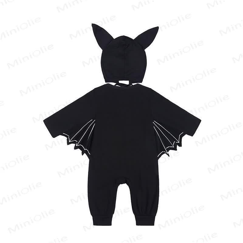 Baby Halloween Bat Wing Black Cotton Romper and Hat - image 4