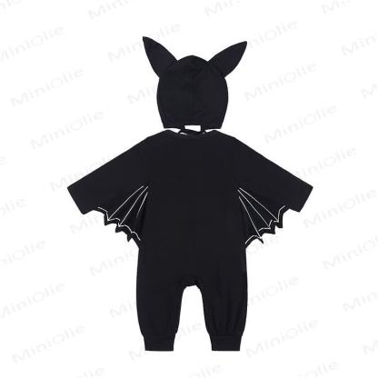 Baby Halloween Bat Wing Black Cotton Romper and Hat - image 4