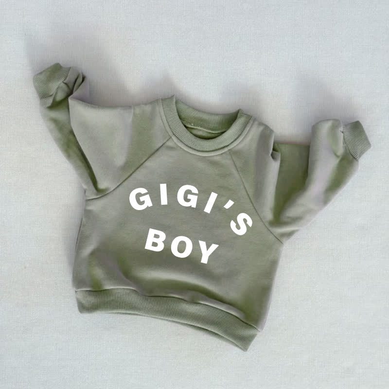 GIGI'S BOY Baby Toddler Grey Green Sweatshirt - Grey Green - 3-5T - image 1