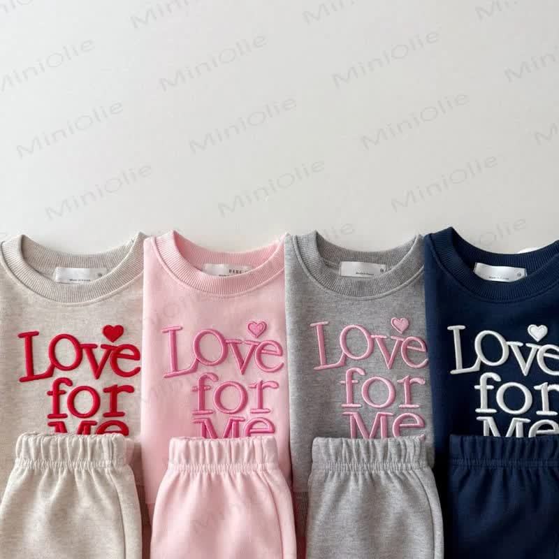 LOVE FOR ME Toddler Girl Cozy Sweatshirt and Flared Pants 2-piece Set - image 5