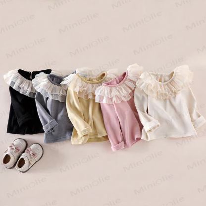 Baby Ruffle Collar Rib Knit Top - image 1