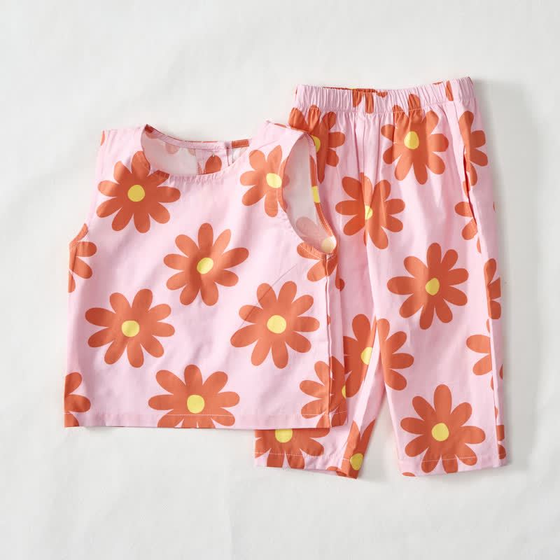 Baby Toddler Pink Flower Sleeveless Top and Pants 2-piece Set - image 2