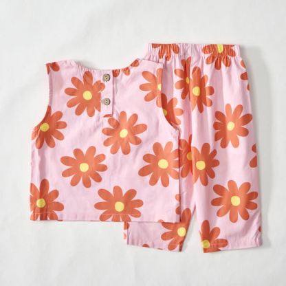 Baby Toddler Pink Flower Sleeveless Top and Pants 2-piece Set - image 3